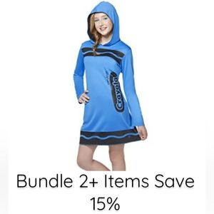 Crayola Cerulean Crayon Hooded Dress Costume Tween Sz: Large (12-14) ~NEW~